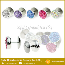 Stainless Steel Convex Dome Clay Multi Gem Fake Plug